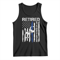 Police Retirement Tank Top Retired Not My Problem Anymore Handcuffs US Flag Retired Police Graphic