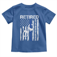 Police Retirement Toddler T Shirt Retired Not My Problem Anymore Handcuffs US Flag Retired Police Graphic