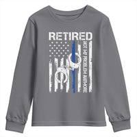 Police Retirement Youth Sweatshirt Retired Not My Problem Anymore Handcuffs US Flag Retired Police Graphic