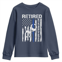 Police Retirement Youth Sweatshirt Retired Not My Problem Anymore Handcuffs US Flag Retired Police Graphic