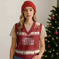 Im Not Retired Travel Planning Is Hard Work V-Neck Knit Sweater Vest Funny Vacation Retirement Gift