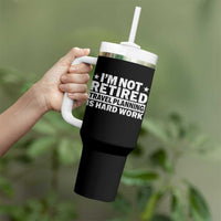 Im Not Retired Travel Planning Is Hard Work Tumbler With Handle Funny Vacation Retirement Gift