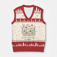 Officially Retired 2026 Wildflowers Botanical Floral Graphic V-Neck Knit Sweater Vest