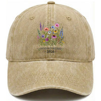 Officially Retired 2026 Wildflowers Botanical Floral Graphic Washed Cotton Baseball Cap