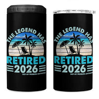 The Legend Has Retired 2026 4 in 1 Can Cooler Tumbler Vintage Tropical Beach Sunset Graphic Ocean Vibes