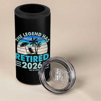 The Legend Has Retired 2026 4 in 1 Can Cooler Tumbler Vintage Tropical Beach Sunset Graphic Ocean Vibes