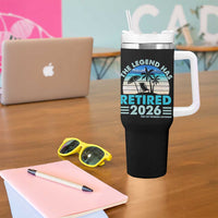 The Legend Has Retired 2026 Tumbler With Handle Vintage Tropical Beach Sunset Graphic Ocean Vibes