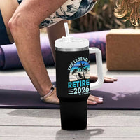 The Legend Has Retired 2026 Tumbler With Handle Vintage Tropical Beach Sunset Graphic Ocean Vibes
