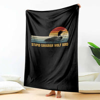 Stupid Canadian Wolf Bird Throw Blanket Retro LGBT Hockey Fan - Wonder Print Shop