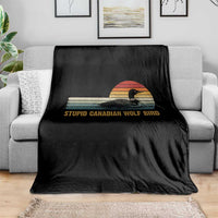 Stupid Canadian Wolf Bird Throw Blanket Retro LGBT Hockey Fan - Wonder Print Shop