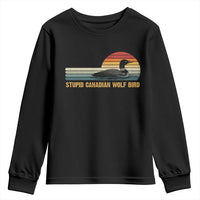Stupid Canadian Wolf Bird Youth Sweatshirt Retro LGBT Hockey Fan - Wonder Print Shop