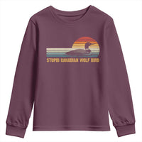 Stupid Canadian Wolf Bird Youth Sweatshirt Retro LGBT Hockey Fan - Wonder Print Shop