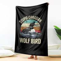 Stupid Canadian Wolf Bird Throw Blanket Funny Retro LGBT Romance Hockey Fan - Wonder Print Shop