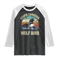 Stupid Canadian Wolf Bird Raglan Shirt Funny Retro LGBT Romance Hockey Fan - Wonder Print Shop