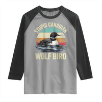 Stupid Canadian Wolf Bird Raglan Shirt Funny Retro LGBT Romance Hockey Fan - Wonder Print Shop