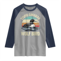 Stupid Canadian Wolf Bird Raglan Shirt Funny Retro LGBT Romance Hockey Fan - Wonder Print Shop