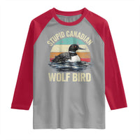Stupid Canadian Wolf Bird Raglan Shirt Funny Retro LGBT Romance Hockey Fan - Wonder Print Shop
