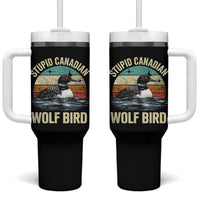 Stupid Canadian Wolf Bird Tumbler With Handle Funny Retro LGBT Romance Hockey Fan - Wonder Print Shop
