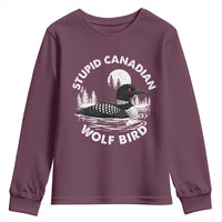 Stupid Canadian Wolf Bird Youth Sweatshirt Sarcastic LGBT Hockey Fan - Wonder Print Shop