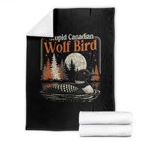 Stupid Canadian Wolf Bird Throw Blanket Retro LGBT Hockey Fan Romance - Wonder Print Shop