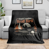 Stupid Canadian Wolf Bird Throw Blanket Retro LGBT Hockey Fan Romance - Wonder Print Shop