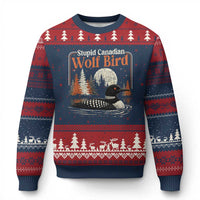 Stupid Canadian Wolf Bird Ugly Christmas Sweater Retro LGBT Hockey Fan Romance - Wonder Print Shop
