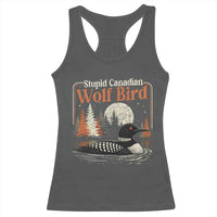 Stupid Canadian Wolf Bird Racerback Tank Top Retro LGBT Hockey Fan Romance - Wonder Print Shop