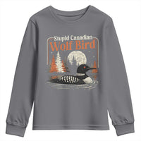 Stupid Canadian Wolf Bird Youth Sweatshirt Retro LGBT Hockey Fan Romance - Wonder Print Shop