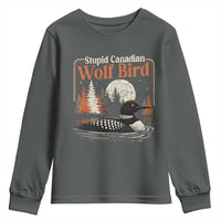 Stupid Canadian Wolf Bird Youth Sweatshirt Retro LGBT Hockey Fan Romance - Wonder Print Shop