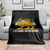 I Stand With Iran Throw Blanket Shir o Khorshid Lion And Sun Iran Persia