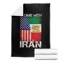 I Stand With Iran Throw Blanket Persian American Flag USA Persia Lion And Sun Iran