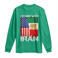 I Stand With Iran Long Sleeve Shirt Persian American Flag USA Persia Lion And Sun Iran