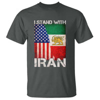 I Stand With Iran T Shirt Persian American Flag USA Persia Lion And Sun Iran