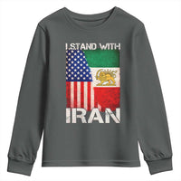 I Stand With Iran Youth Sweatshirt Persian American Flag USA Persia Lion And Sun Iran
