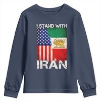 I Stand With Iran Youth Sweatshirt Persian American Flag USA Persia Lion And Sun Iran