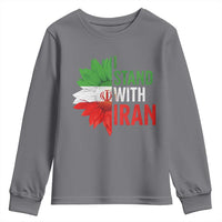 Sunflower Iran Flag Youth Sweatshirt Persian Freedom I Stand With Iran