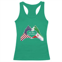Iran Racerback Tank Top No War Yes Hummanity Persian American Flag Heart Political Statement