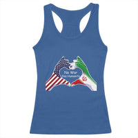 Iran Racerback Tank Top No War Yes Hummanity Persian American Flag Heart Political Statement