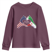 Iran Youth Sweatshirt No War Yes Hummanity Persian American Flag Heart Political Statement