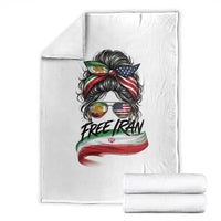 Free Iran Throw Blanket Persian American Pride Lion Sun Flag Messy Bun