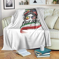 Free Iran Throw Blanket Persian American Pride Lion Sun Flag Messy Bun