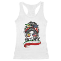 Free Iran Racerback Tank Top Persian American Pride Lion Sun Flag Messy Bun