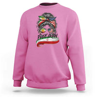 Free Iran Sweatshirt Persian American Pride Lion Sun Flag Messy Bun