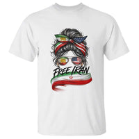 Free Iran T Shirt Persian American Pride Lion Sun Flag Messy Bun