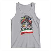 Free Iran Tank Top Persian American Pride Lion Sun Flag Messy Bun