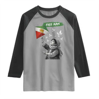 Free Iran Raglan Shirt Lion And Sun Flag Persian Freedom Movement