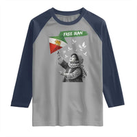 Free Iran Raglan Shirt Lion And Sun Flag Persian Freedom Movement
