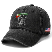 Free Iran Washed Cotton Baseball Cap Lion And Sun Flag Persian Freedom Movement