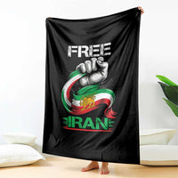 Free Iran Throw Blanket Iran Lion Sun Flag Fist