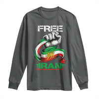 Free Iran Long Sleeve Shirt Iran Lion Sun Flag Fist